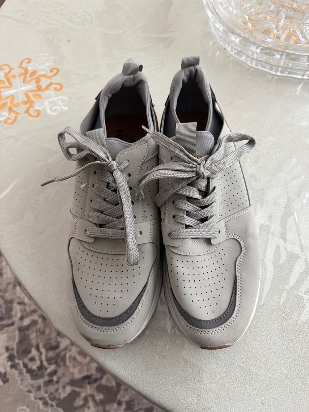 Steve Madden Men's Light Grey Perforated Sneakers